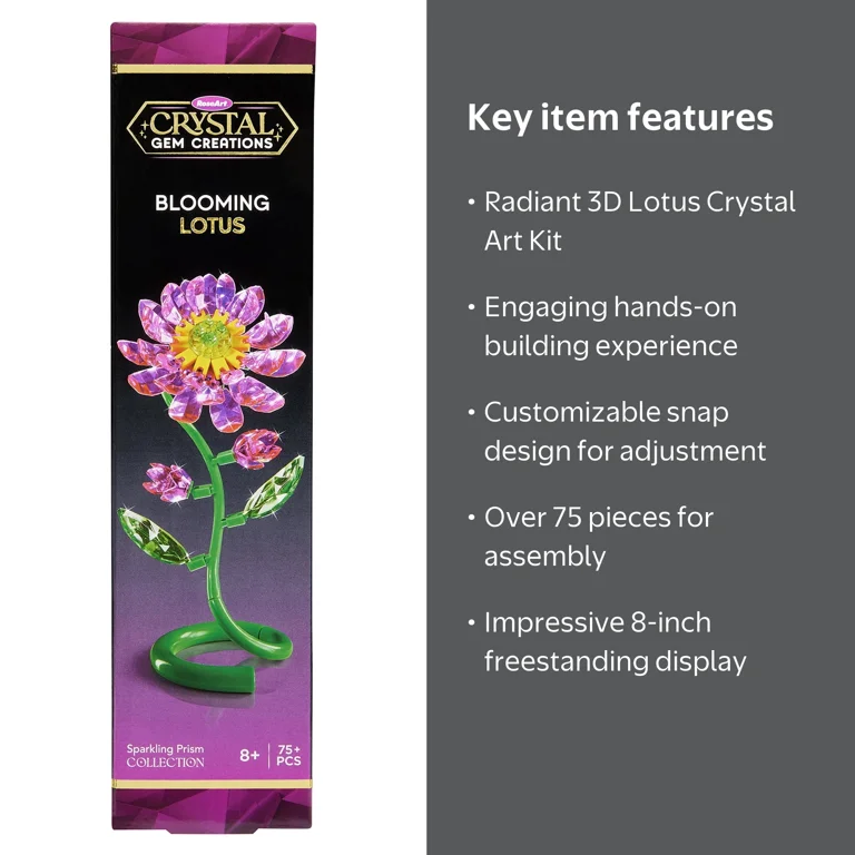 RoseArt, Crystal Gem Creations, Blooming Lotus Flower Kit, 75+