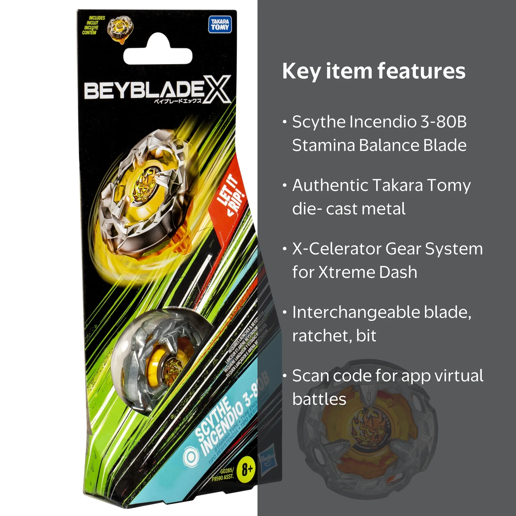 Beyblade Beyblade Scythe Incendio 3-80B Battling Top, Speed and