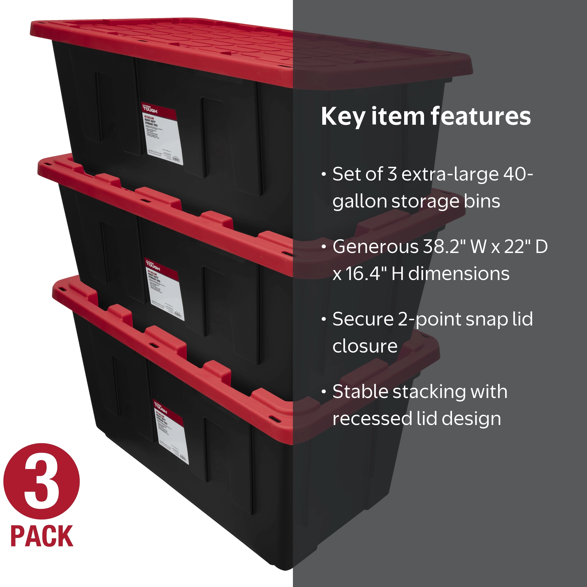 Free Shipping! Hyper Tough 40 Gallon Extra Large Plastic Storage