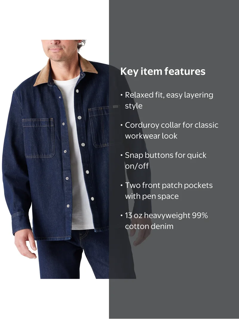 Levi Strauss Signature Men's Utility Corduroy Collar Shirt Jacket