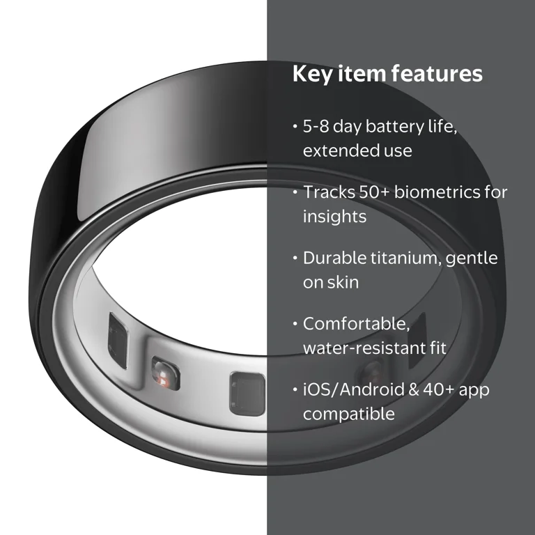 Oura Ring 4, Black, Size 5, Smart Wearable, Sleep, Fitness & Heart