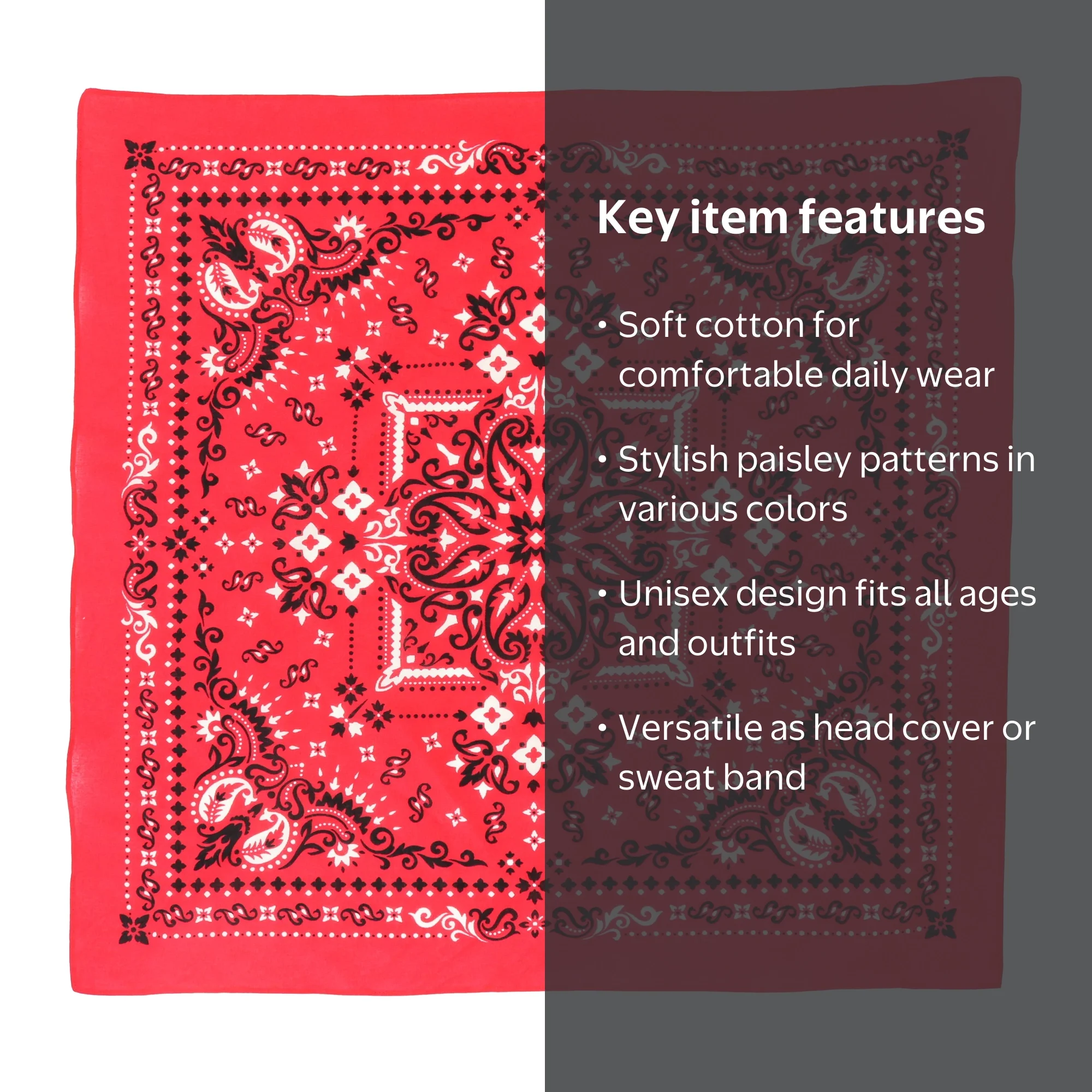 ATLAST&CO. BANDANA アットラスト バンダナ レッド Hello Hobby Unisex Cotton Bandana Red Paisley Stylish Head Cover