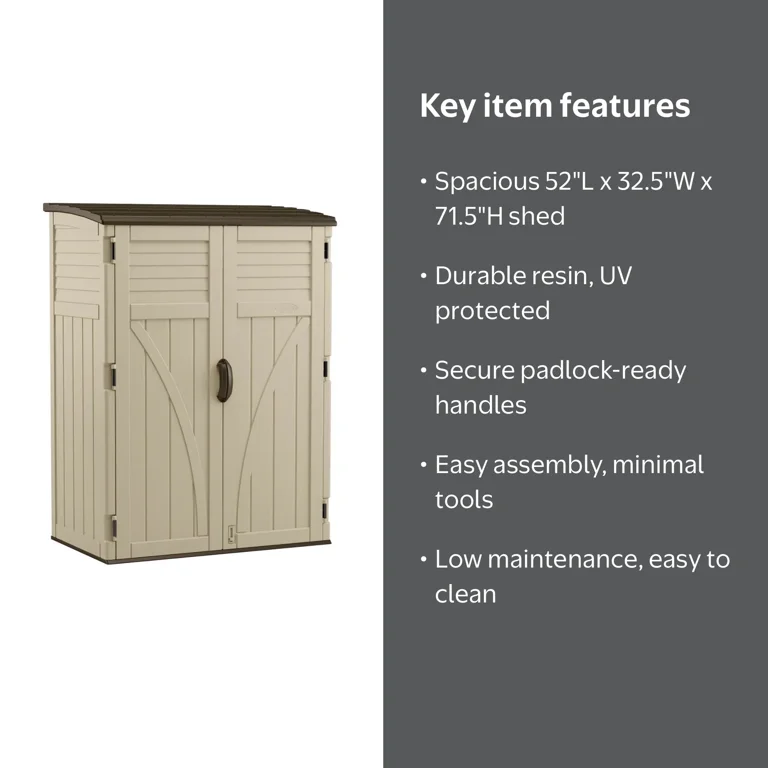 tan＠ Suncast 54 Cubic Feet Durable Resin Outdoor Garden Vertical