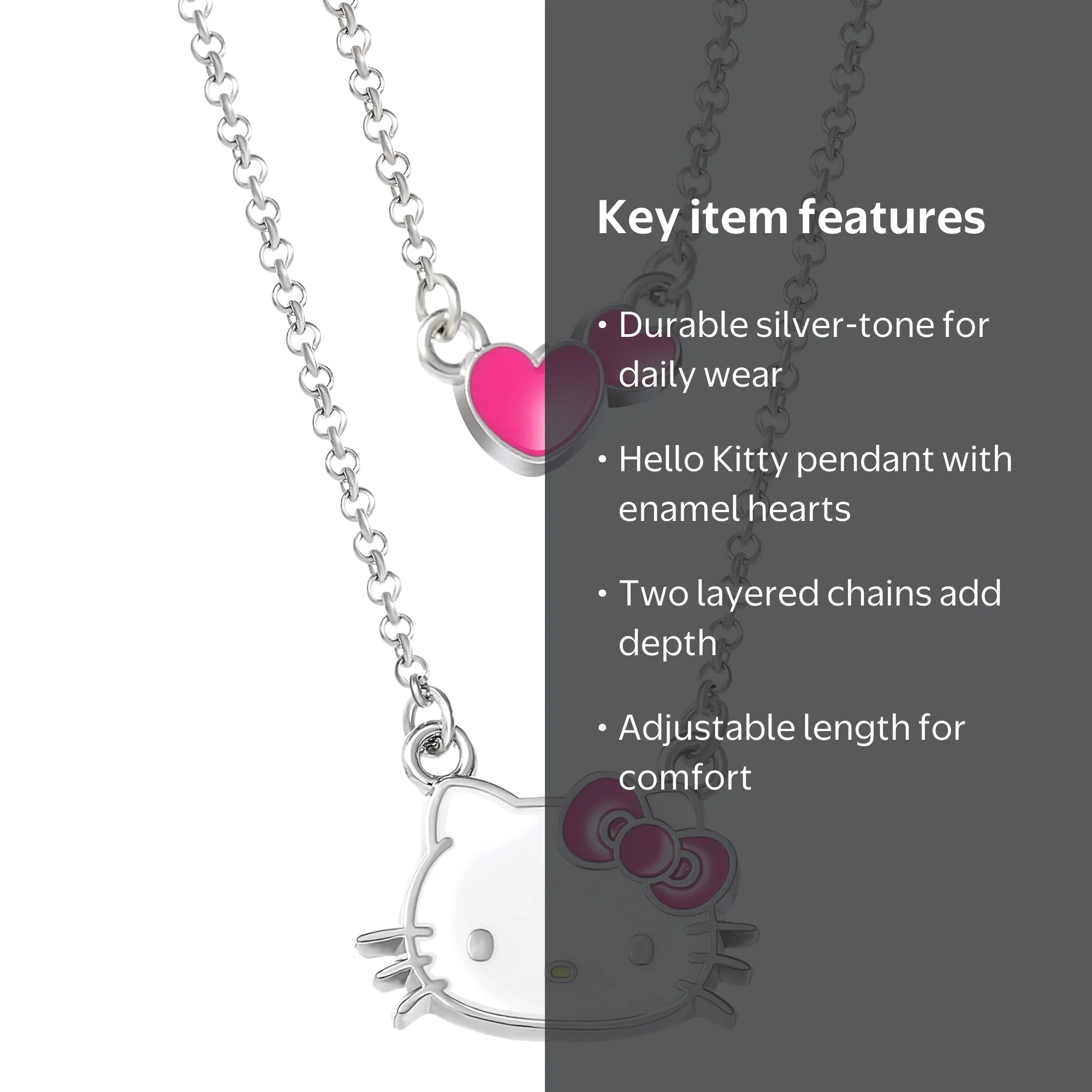 Sanrio Girl's/Tween Hello Kitty Silver-Tone Enamel Hearts Double