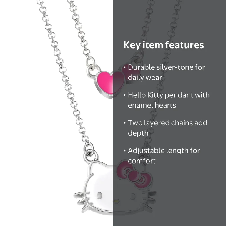 Sanrio Girl's/Tween Hello Kitty Silver-Tone Enamel Hearts Double
