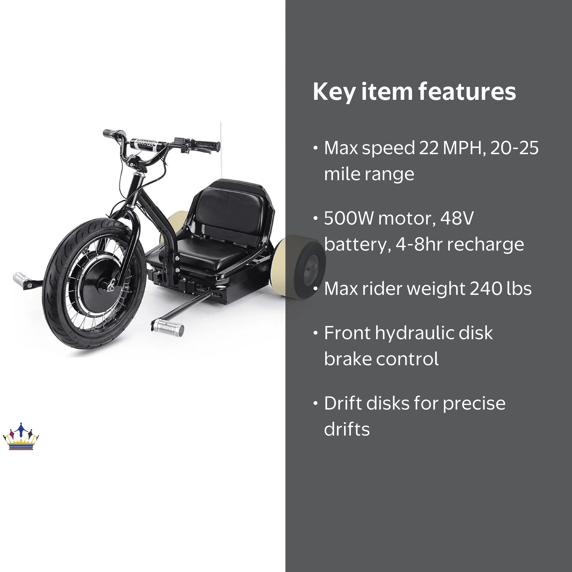 MotoTec Foldable Motorized Drift Trike - Electric 48v 3-Wheel