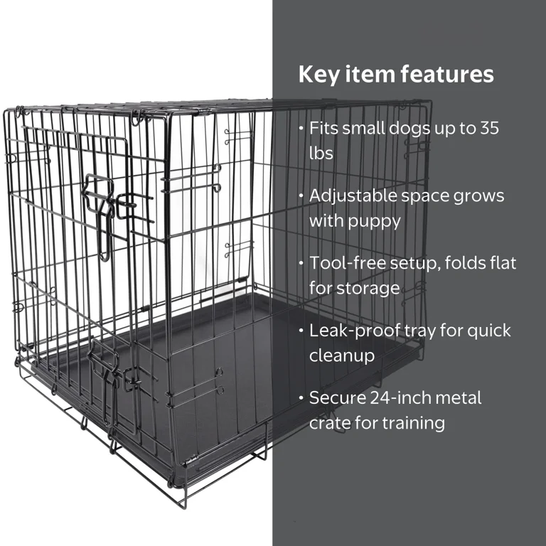 LIFEWAVE セット Vibrant Life 24 in Foldable Metal Dog Training Crate with Divider