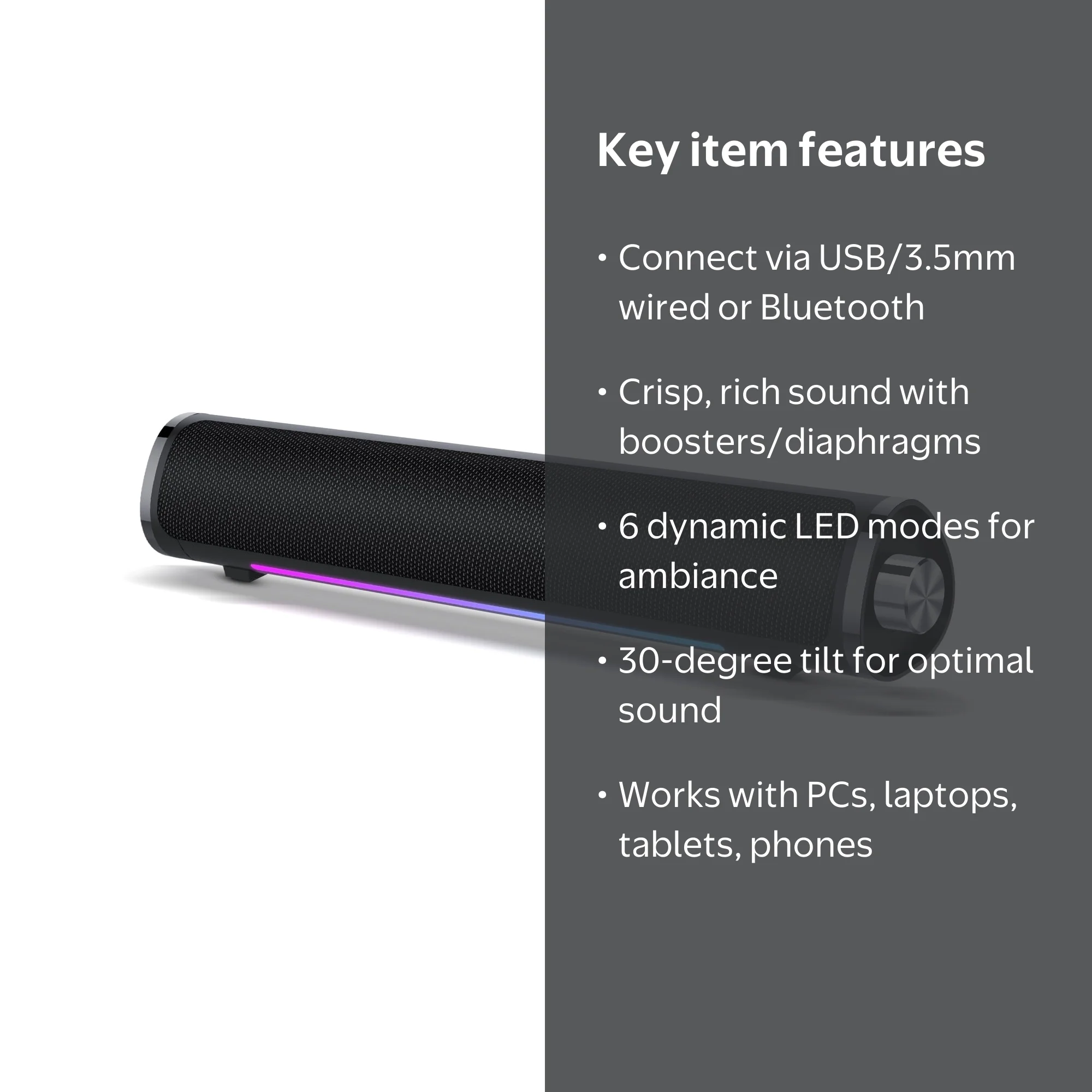 Bluetooth Computer Speakers, 3.5mm PC Sound Bar for Desktop