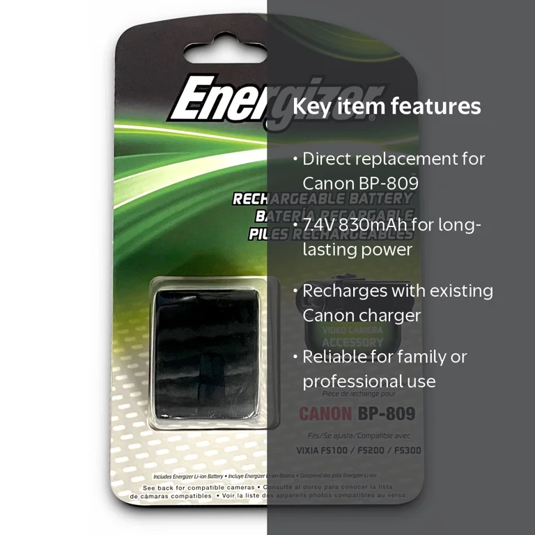 Energizer Canon BP-809 Rechargeable Battery for Canon Video