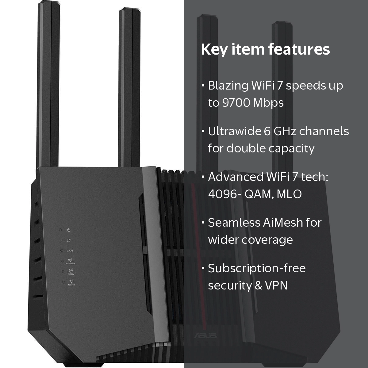 ASUS, Tri-Band Wi-Fi 7 Router, 9700 Mbps, AiMesh Support - Walmart.com
