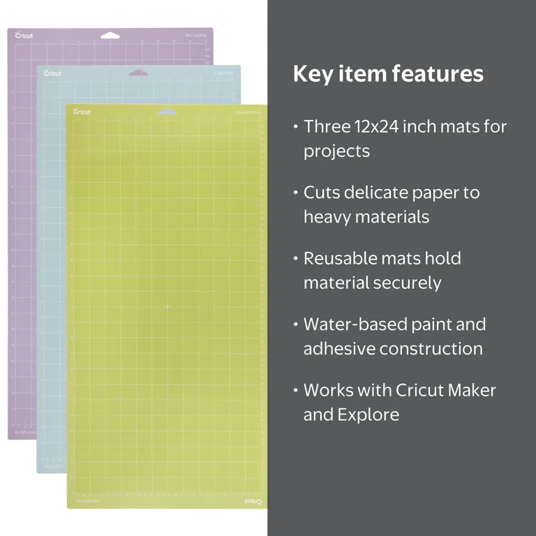 Cricut Machine Mat Variety Pack, 12 in x 24 in, 3 reusable mats