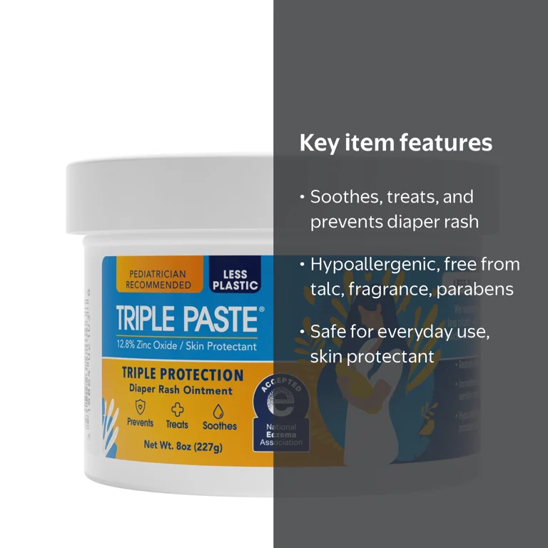 Triple Paste Diaper Rash Cream, Hypoallergenic Medicated Skin