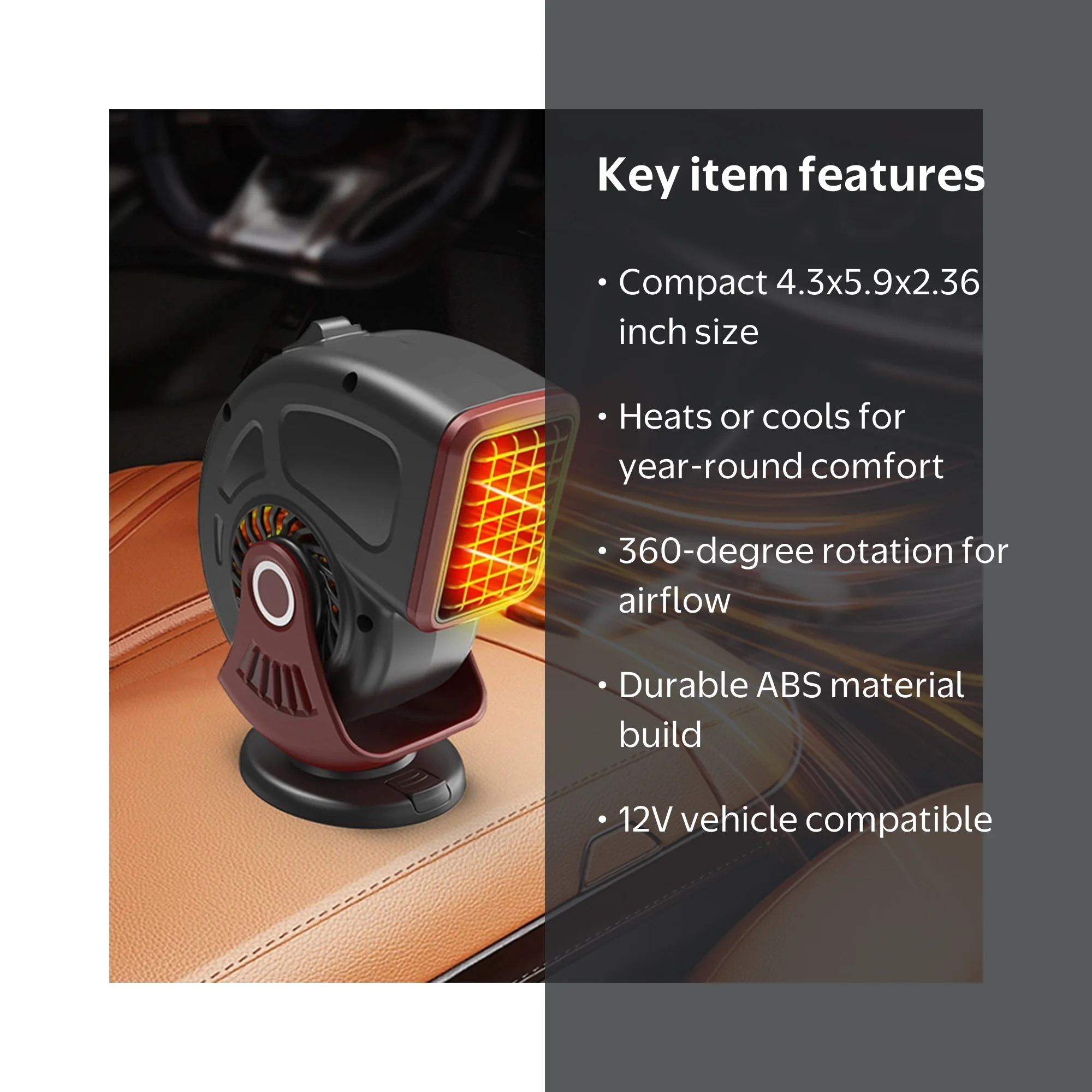 walmart cigarette lighter heater Ahfiwaso 150-Watt 12-Volt Portable Forced Air Car and Defroster Heating and Cooling Fan Plugs into Black Portable Car Heater 2 in1 Fast Heating and