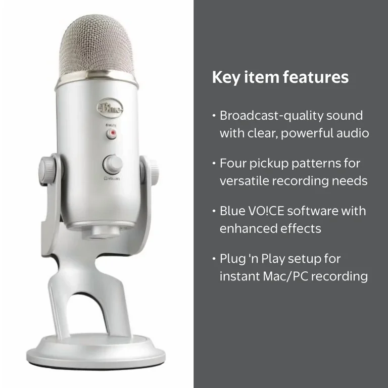 Blue Microphones Blue Yeti USB Microphone for PC, Mac, Gaming