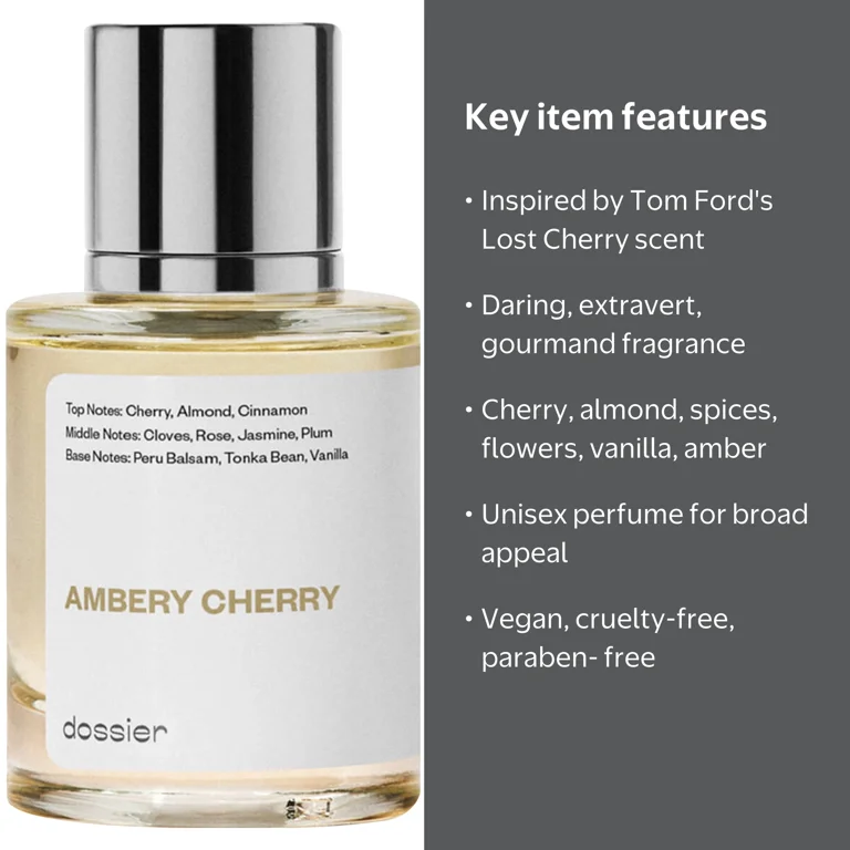 Free Shipping! Dossier Ambery Cherry Eau De Parfum, Inspired by