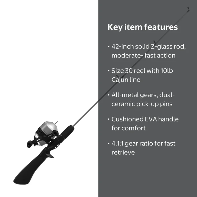 Zebco 33 Dock Spincast Reel & 42-Inch Rod Combo, Size 30, Silver
