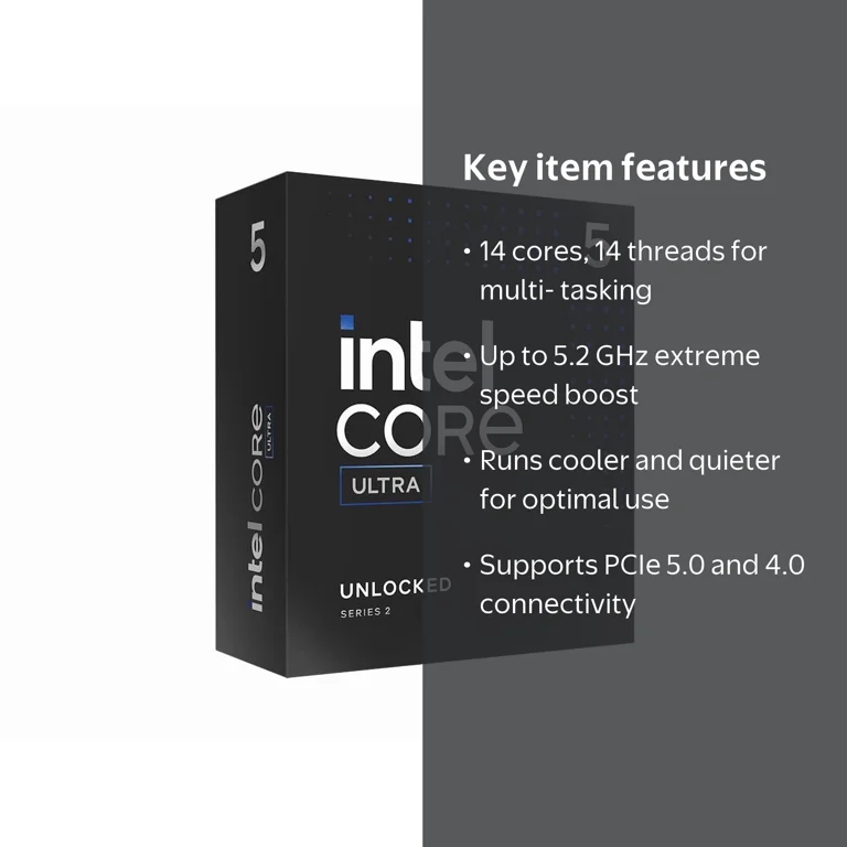 Intel, Core Ultra 5 Desktop Processor 245K, Up to 5.2 GHz, 14
