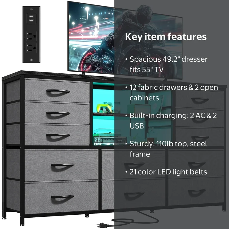 grey led dresser Refino Grey Dresser/Mirror with LED Lights