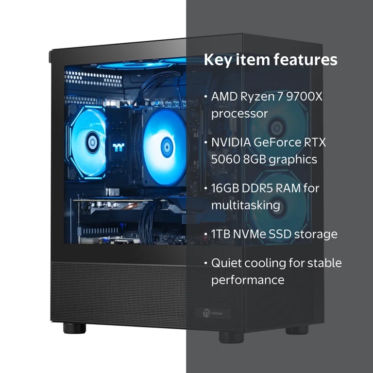 Ningmei Gaming PC AMD Ryzen 7 9700X NVIDIA RTX 5060 16GB RAM 1TB