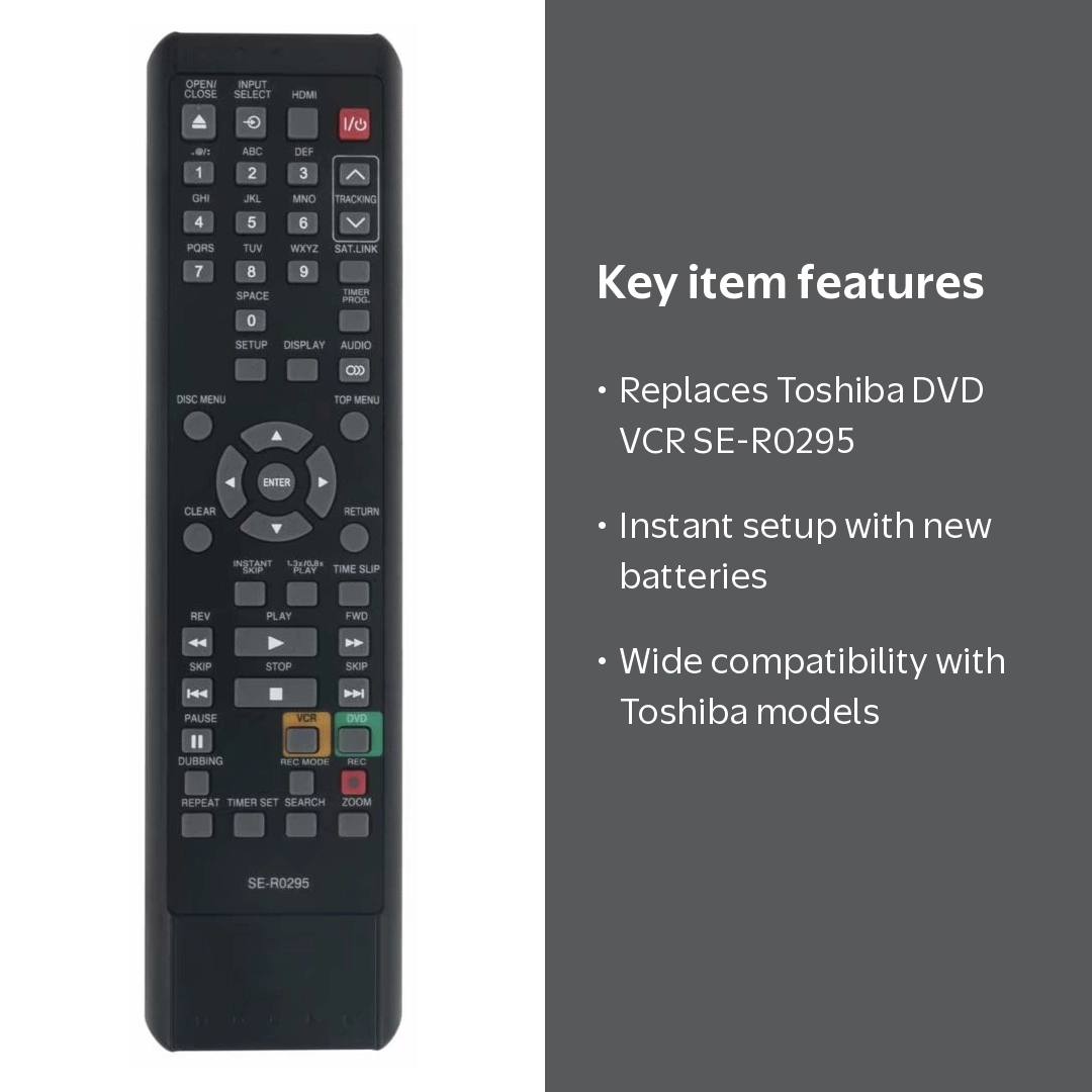New SE-R0295 Remote Control for Toshiba DVD VCR D-KVR60KU D