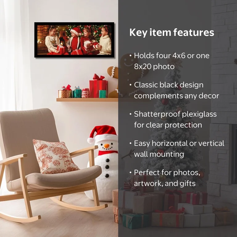 VIOLABBEY 8x20 Collage Picture Frame,Fits Four 4x6 Photos with Mat
