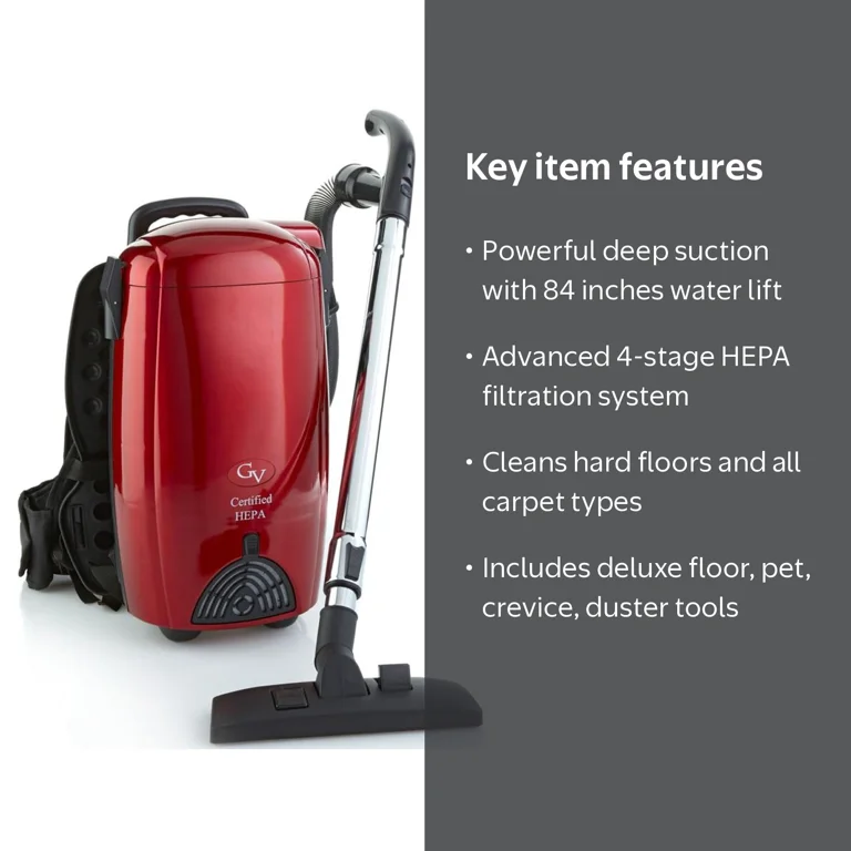 GV 8 Qt Quart Light Powerful HEPA BackPack Vacuum - Walmart.com