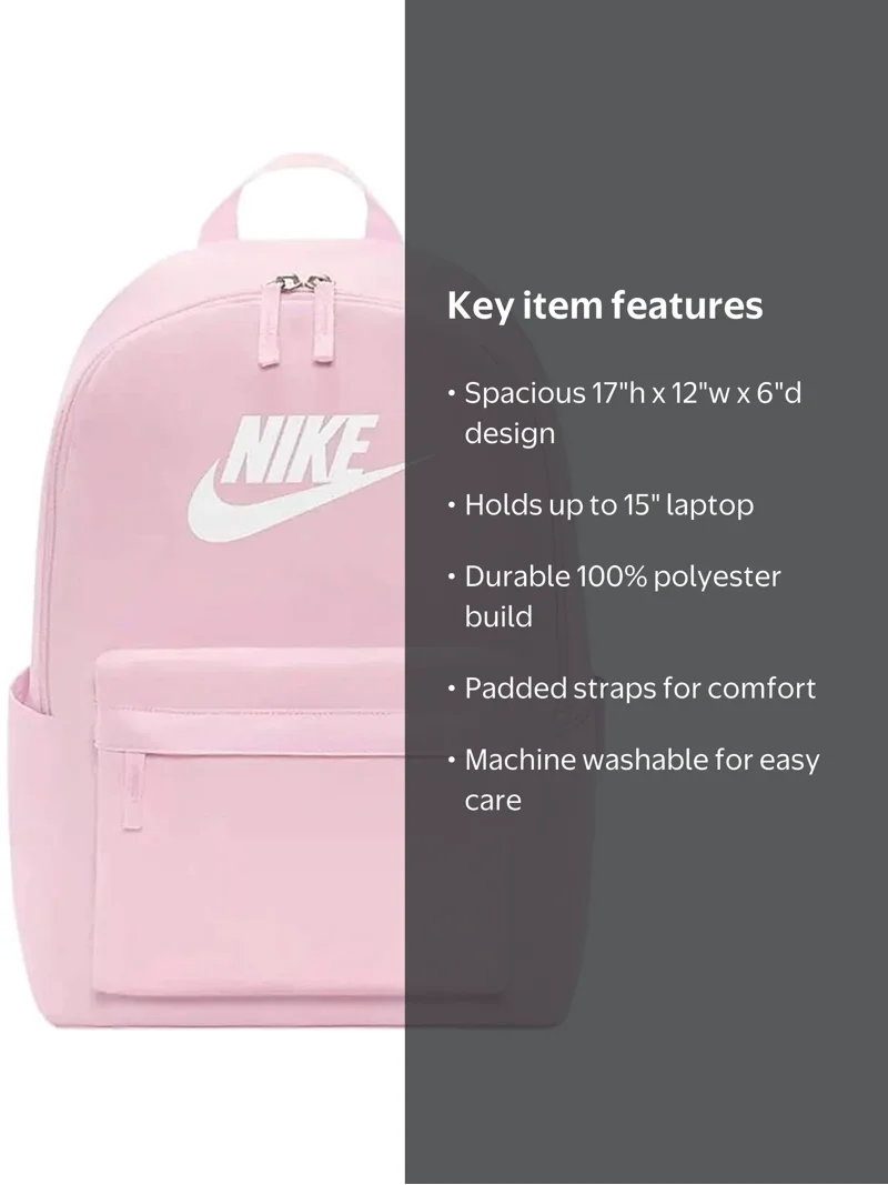 neon pink nike backpack Heritage Eugene – DTLR transparent body dual top zips and padded adjustable straps deliver sporty function with clean minimal style Nike Backpack, Women's Fashion, Bags
