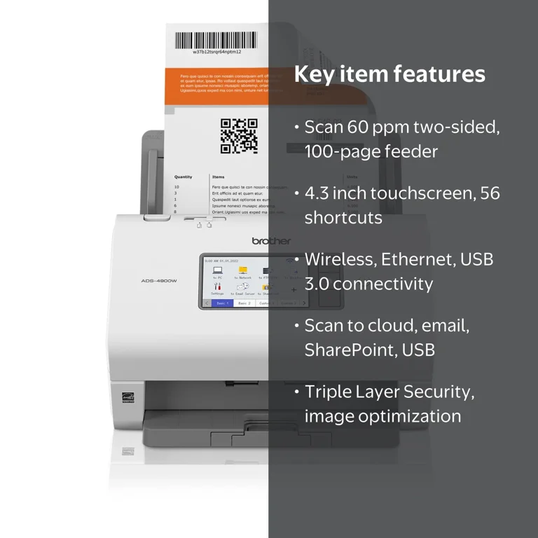 Brother, Desktop Scanner, ADS-4900W, High Scan Volumes - Walmart.com