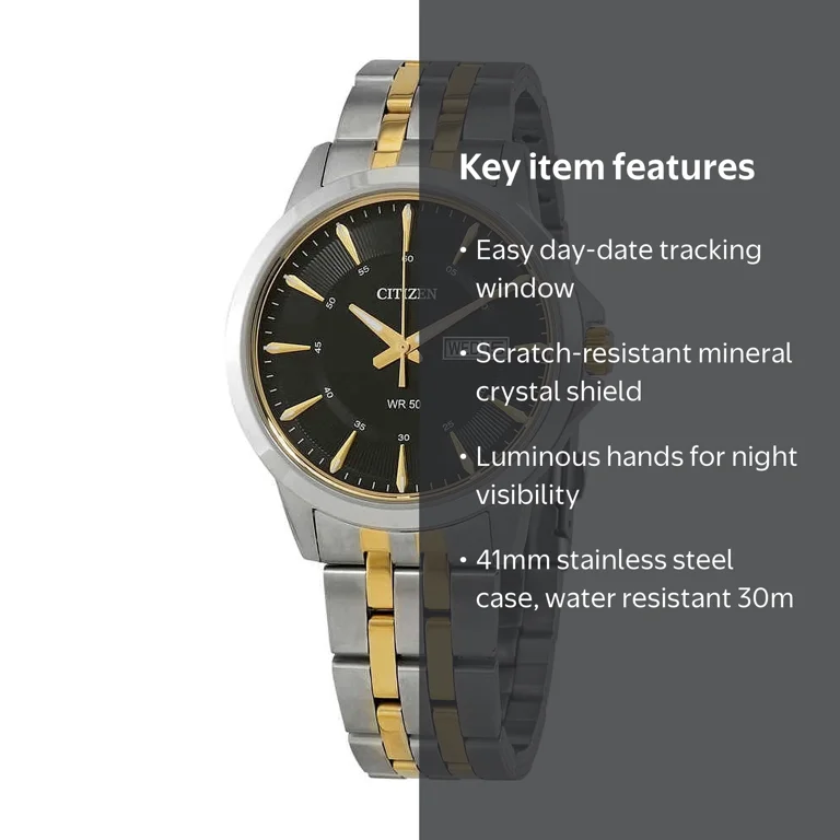 Citizen Men's Quartz Day/Date Watch - Black Dial - Two-Tone Case