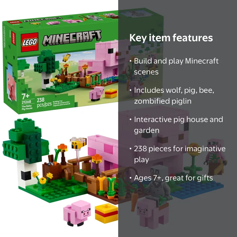LEGO, Minecraft The Baby Pig House Toy Set, 21268, Building
