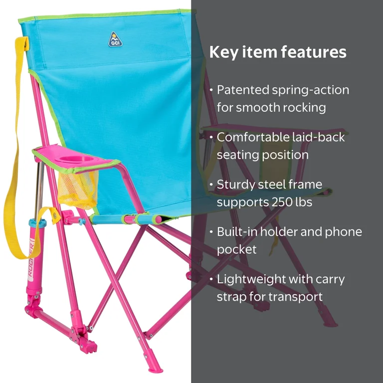 GCI Outdoor Kickback Rocker Low Profile Rocking Camping Chair with
