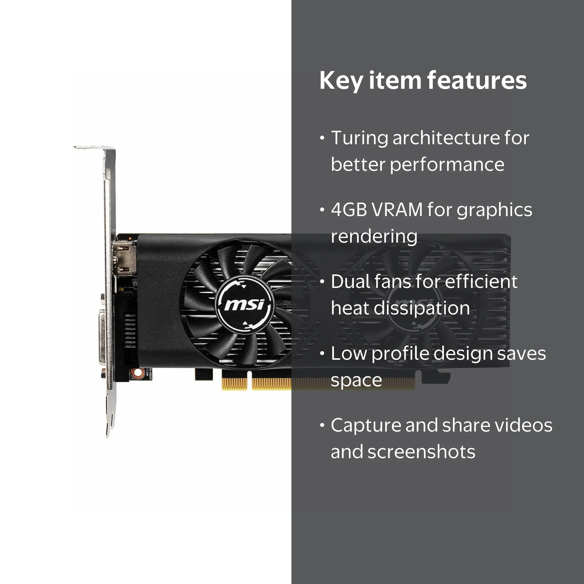 MSI GeForce GTX 1650 Low-Profile 4GB Graphics Card, Black