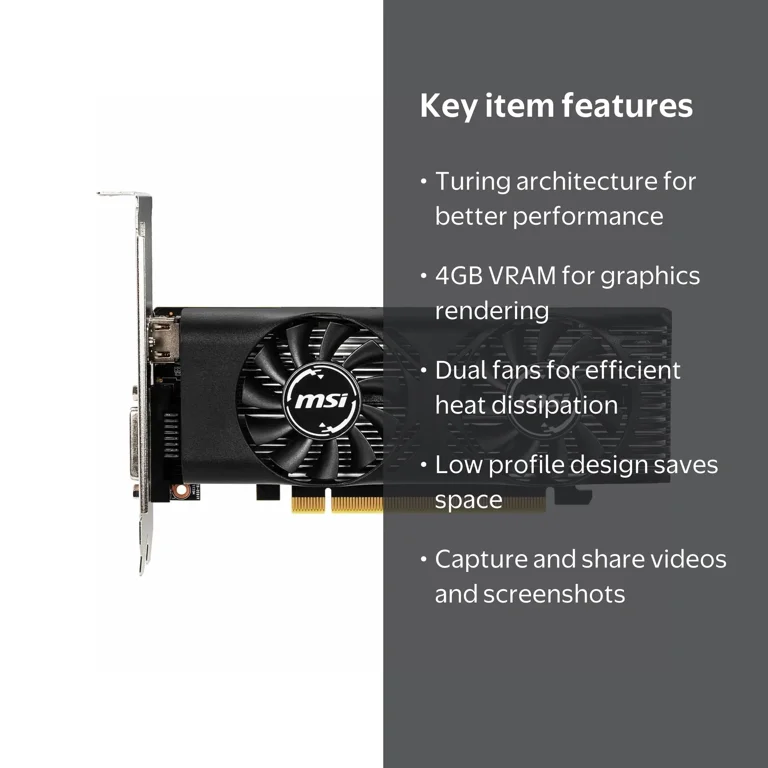 MSI GeForce GTX 1650 Low-Profile 4GB Graphics Card, Black