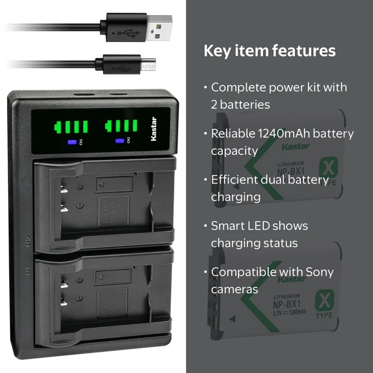 Kastar 2-Pack NPBX1 Battery and LTD2 USB Charger Replacement for