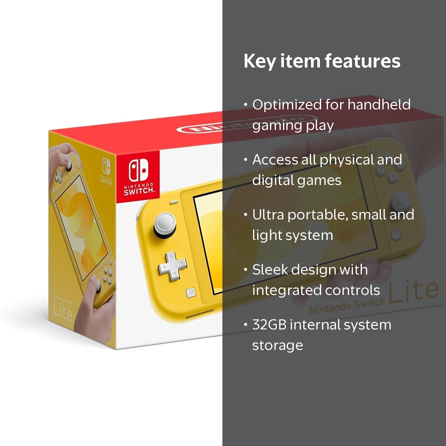 Nintendo Switch Lite Console, Yellow, 32GB, Compact Handheld