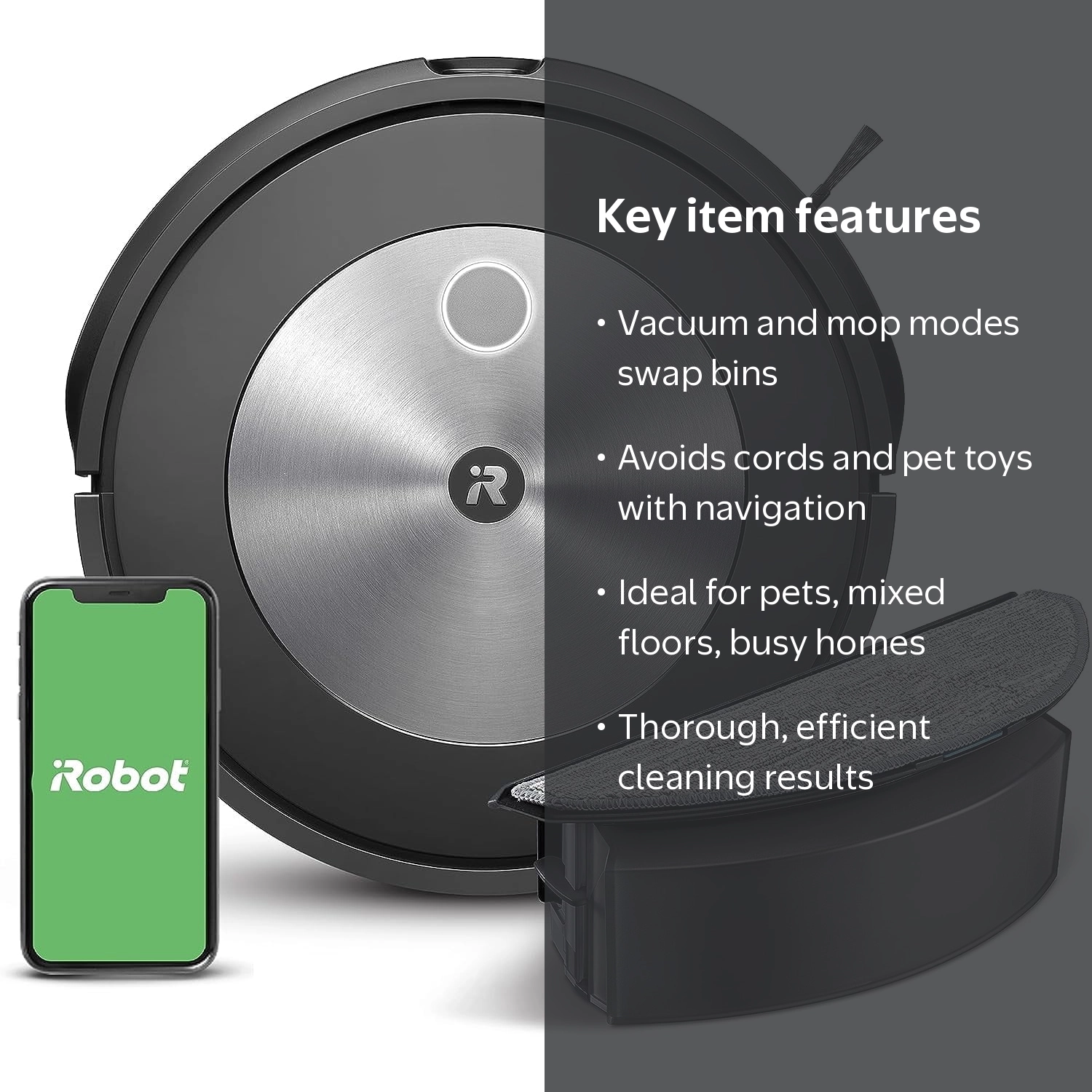 iRobot, Roomba Combo Vacuum & Mop, J517020, Smart Technology