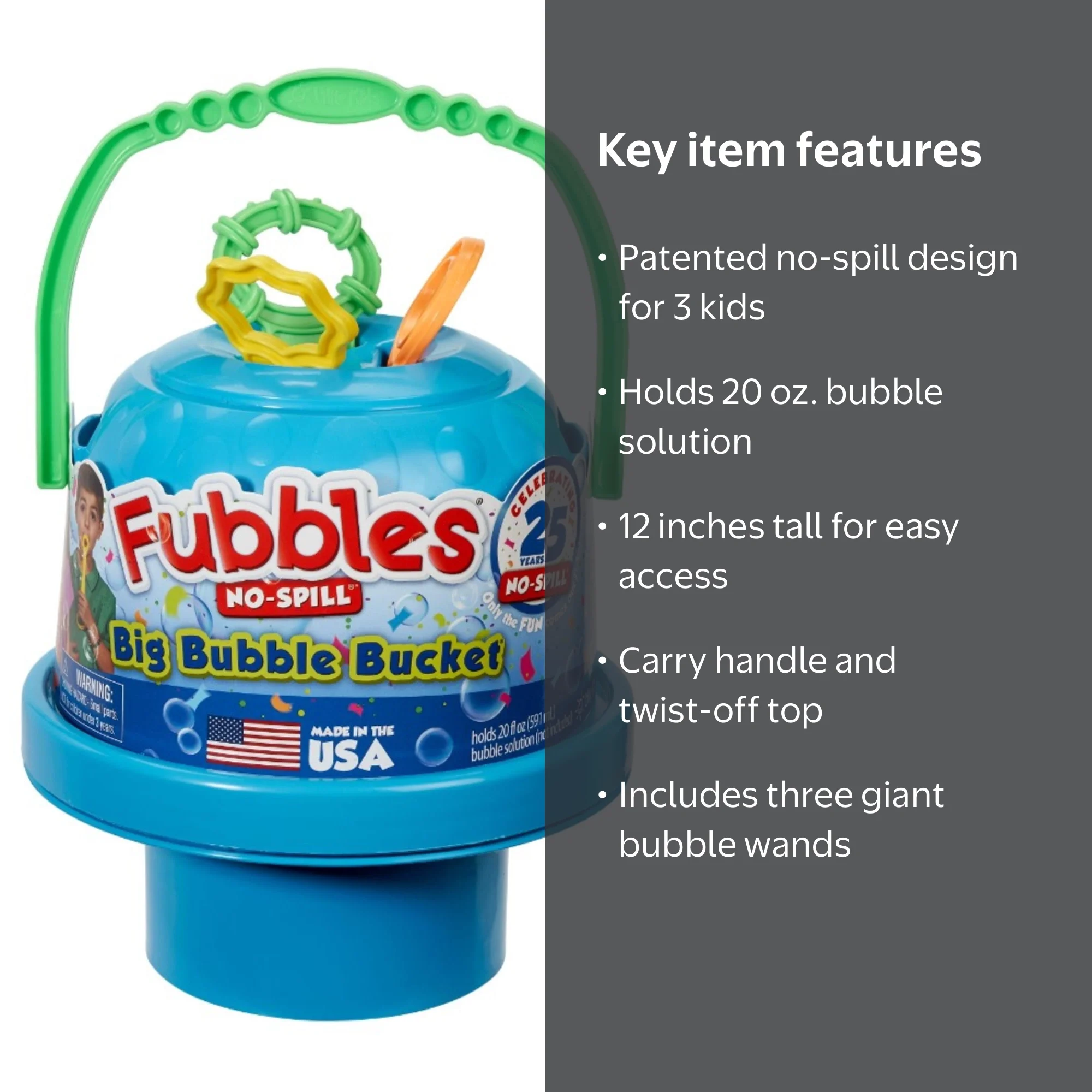 Little Kids, Fubbles No Spill Big Bubble Bucket, Blue - Walmart.com