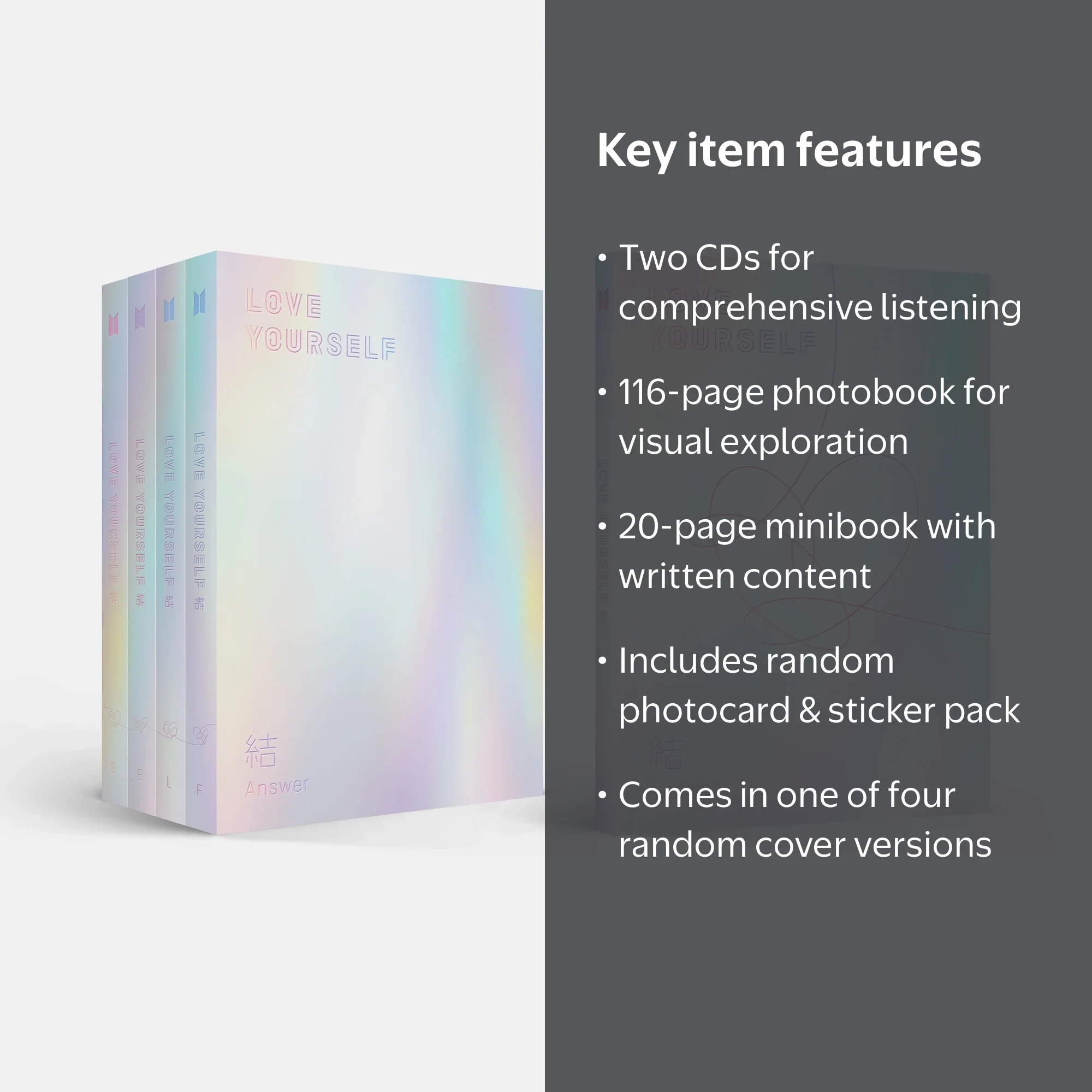 BTS Love Yourself: Answer CD with photobook, photocards, sticker