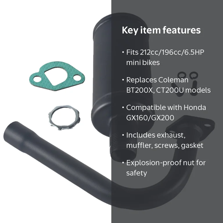 coleman mini bike exhaust pipe YHB Straight for CT200U-EX CT200-EX Minibike Custom Header Jrl 3 Stage Exhaust Header