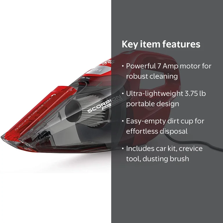 Dirt Devil, Scorpion Hand Vacuum, Red, 15 ft cord, 7 Amp - Walmart.com