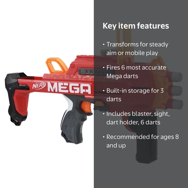 Nerf AccuStrike Mega Bulldog Blaster, Foam Darts, Retractable