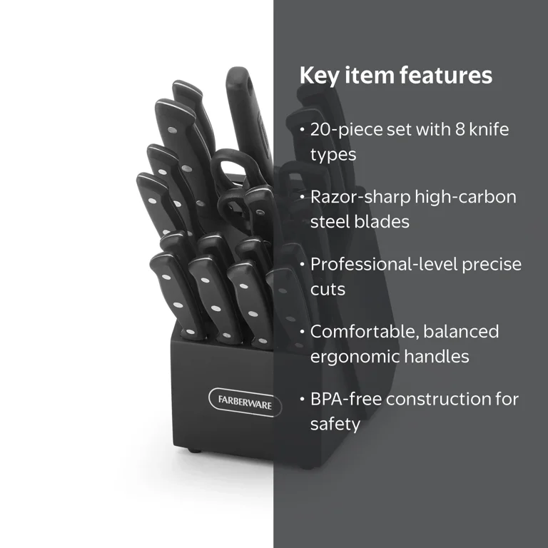 Free Shipping! Farberware 20-Piece Triple Riveted Cutlery Set with