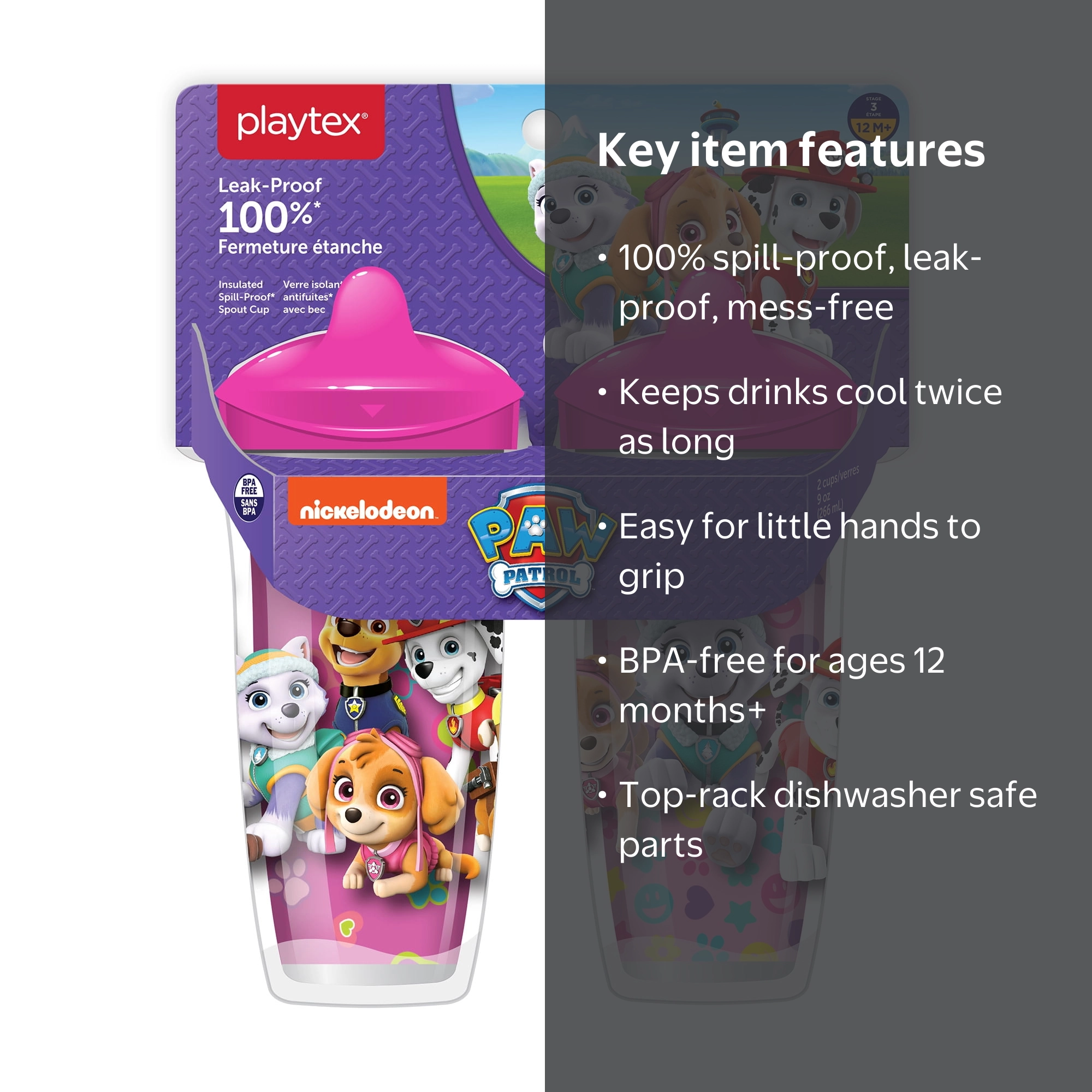 Playtex Sipsters Stage 3 Paw Patrol Girls Insulated Spout Sippy
