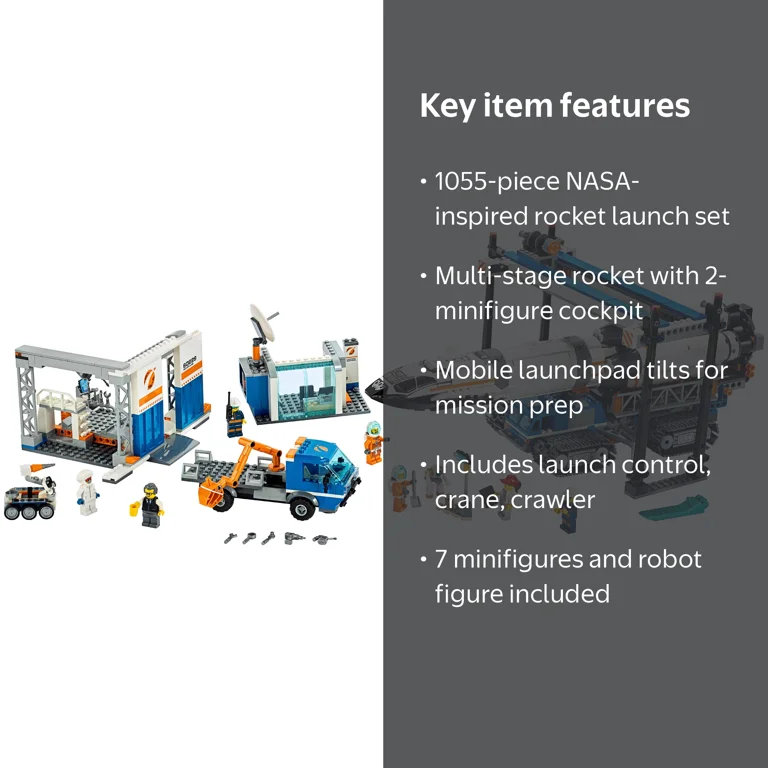 LEGO City NASA Space Rocket Assembly & Transport with Launch