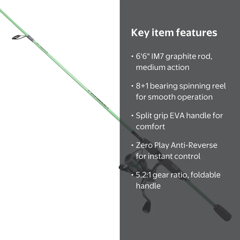 ProFISHiency 6ft 6in Medium Action Mint Spin Combo Fishing Rod and