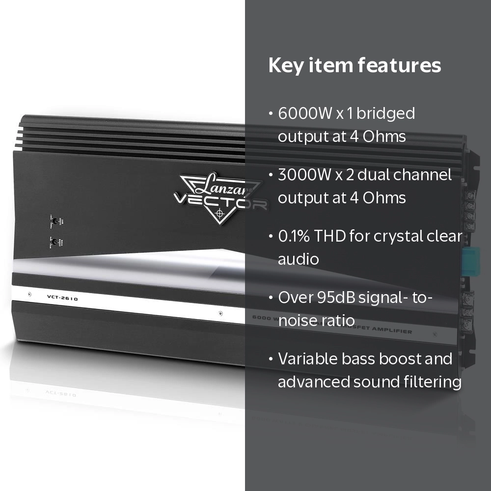 Lanzar Audio VCT2610 6000W 60A 2 Channel Car Amplifier Power Amp