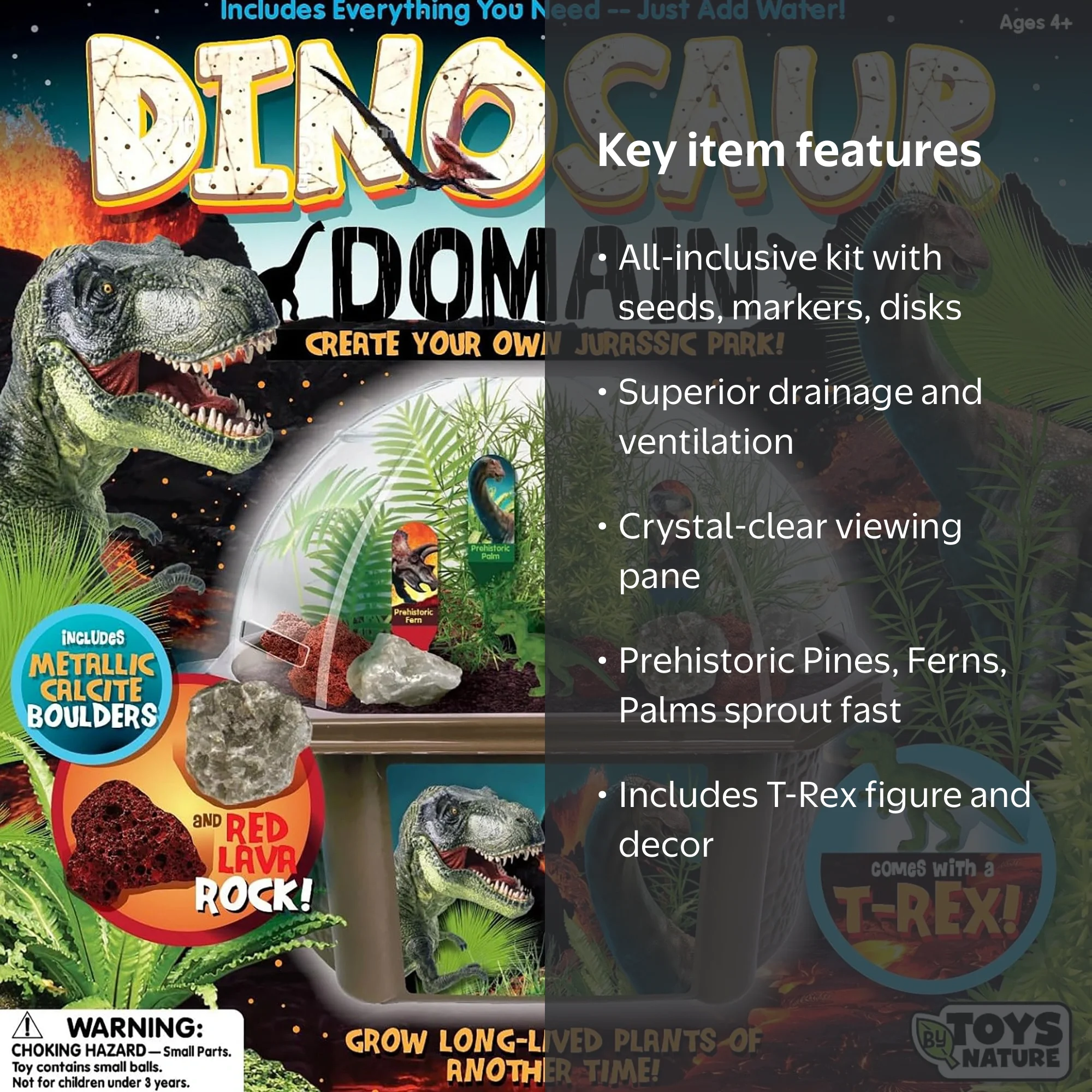 Toys By Nature, Dinosaur Domain - DIY Biosphere Terrarium Kit, 4+