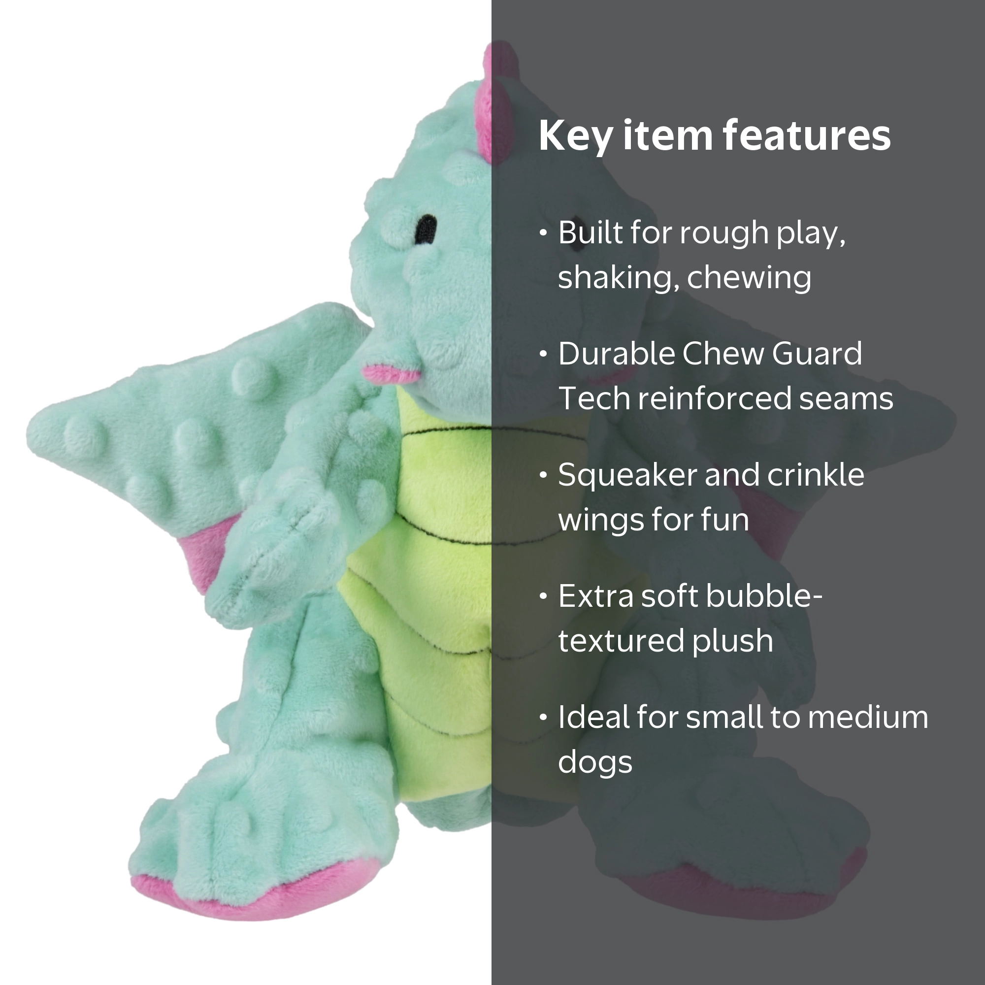 goDog Dragons Extra Soft Plush Toy for Dogs with Chew Guard