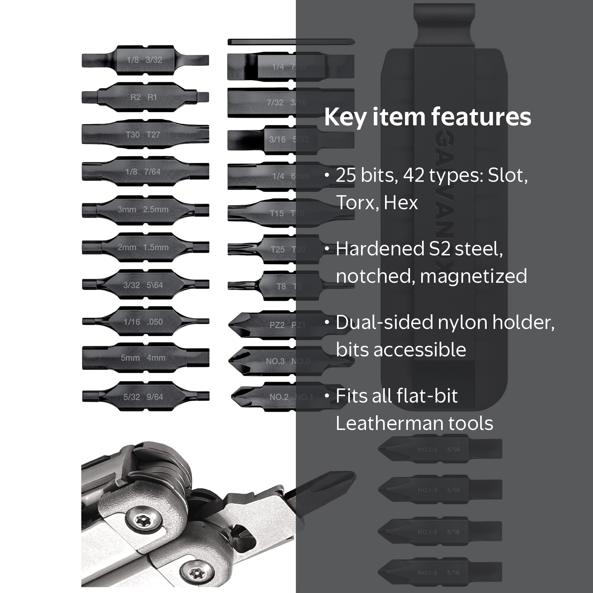 Galvanox Double Sided Bit Set Designed for Leatherman Multi-Tools