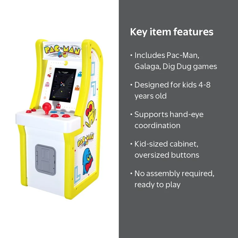 Arcade1up Jr. PAC-MAN Video Game Arcade Cabinet with Stool for